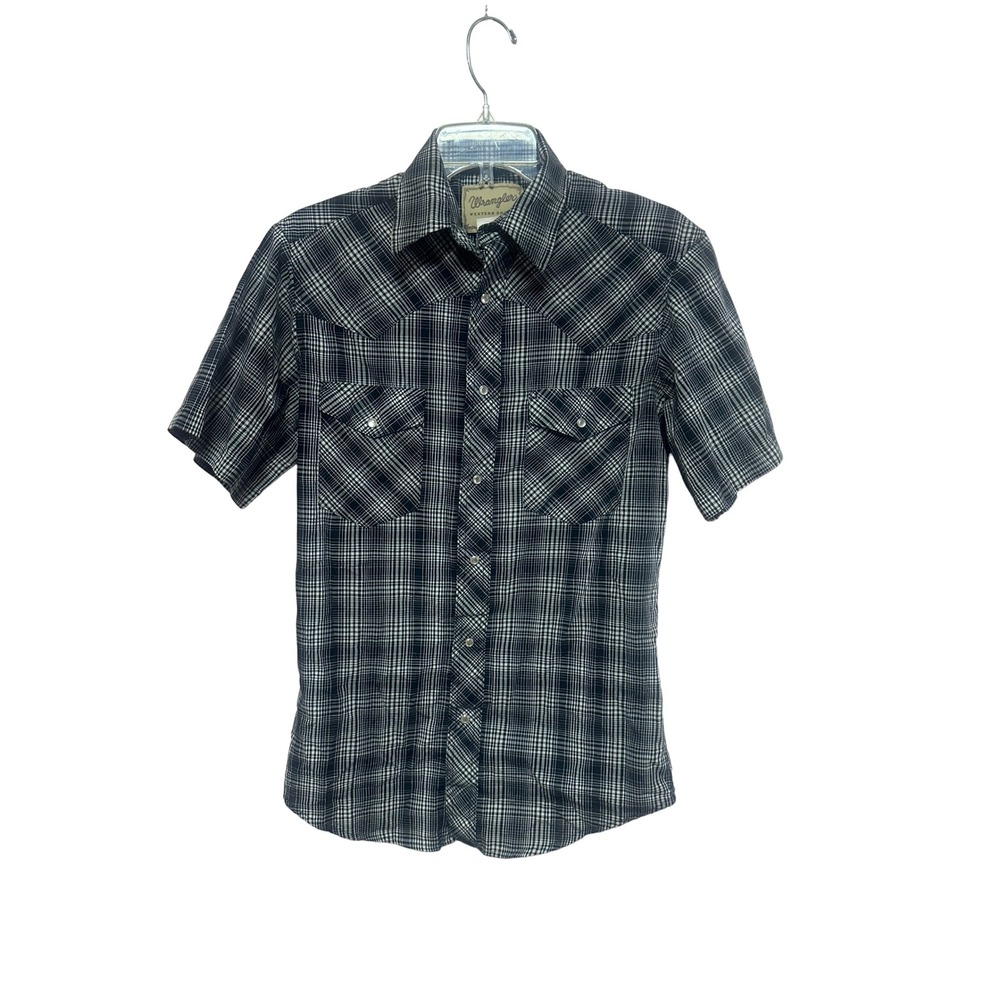 Wrangler Western Shirts Mens Short‎ Sleeve Plaid Snap Front Size S